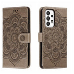 Custodia in pelle per telefono con motivo a goffratura Sun Mandala, For Samsung Galaxy A34 5G, For Samsung Galaxy A54 5G, For Samsung Galaxy S23 5G