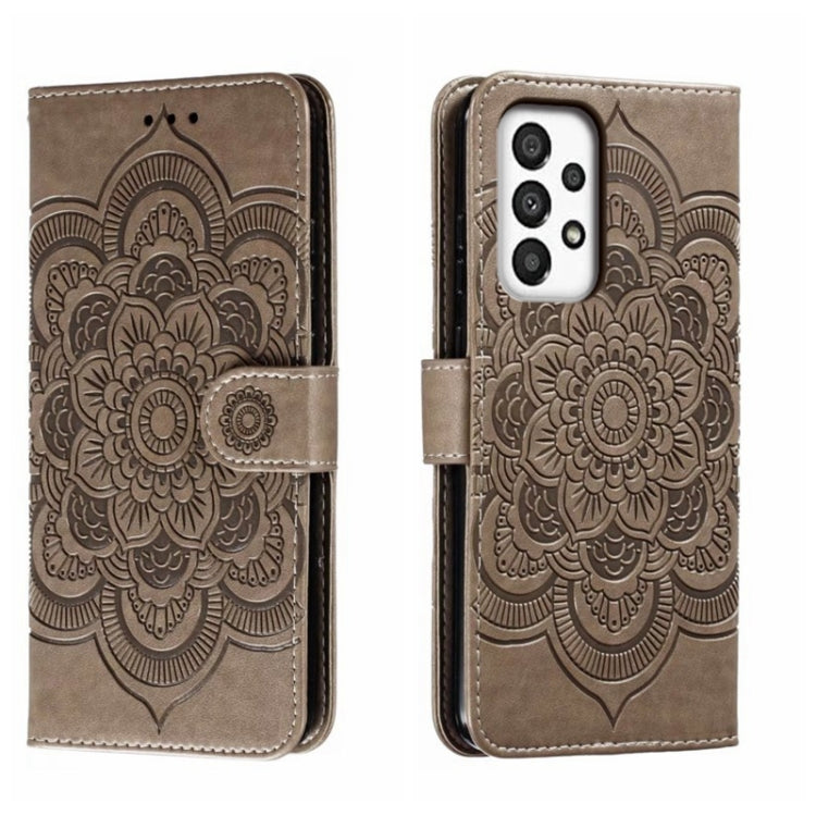 Custodia in pelle per telefono con motivo a goffratura Sun Mandala, For Samsung Galaxy A34 5G, For Samsung Galaxy A54 5G, For Samsung Galaxy S23 5G