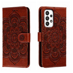 Custodia in pelle per telefono con motivo a goffratura Sun Mandala, For Samsung Galaxy A34 5G, For Samsung Galaxy A54 5G, For Samsung Galaxy S23 5G