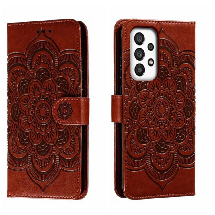 Custodia in pelle per telefono con motivo a goffratura Sun Mandala, For Samsung Galaxy A34 5G, For Samsung Galaxy A54 5G, For Samsung Galaxy S23 5G