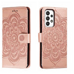 Custodia in pelle per telefono con motivo a goffratura Sun Mandala, For Samsung Galaxy A34 5G, For Samsung Galaxy A54 5G, For Samsung Galaxy S23 5G