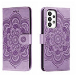 Custodia in pelle per telefono con motivo a goffratura Sun Mandala, For Samsung Galaxy A34 5G, For Samsung Galaxy A54 5G, For Samsung Galaxy S23 5G