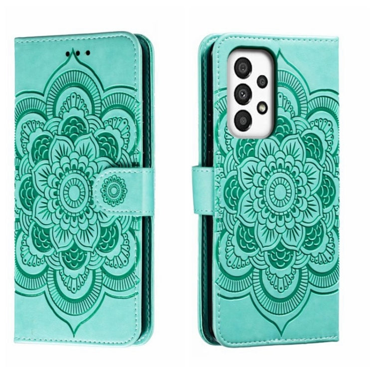 Custodia in pelle per telefono con motivo a goffratura Sun Mandala, For Samsung Galaxy A34 5G, For Samsung Galaxy A54 5G, For Samsung Galaxy S23 5G
