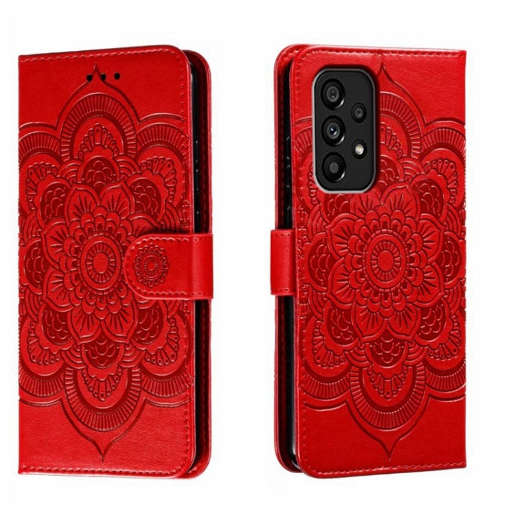 Custodia in pelle per telefono con motivo a goffratura Sun Mandala, For Samsung Galaxy A34 5G, For Samsung Galaxy A54 5G, For Samsung Galaxy S23 5G