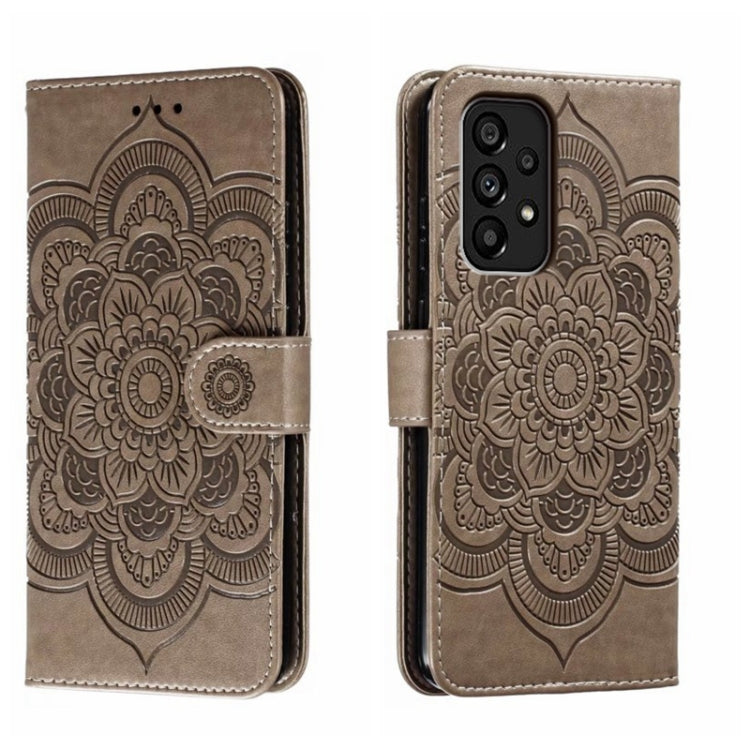 Custodia in pelle per telefono con motivo a goffratura Sun Mandala, For Samsung Galaxy A34 5G, For Samsung Galaxy A54 5G, For Samsung Galaxy S23 5G