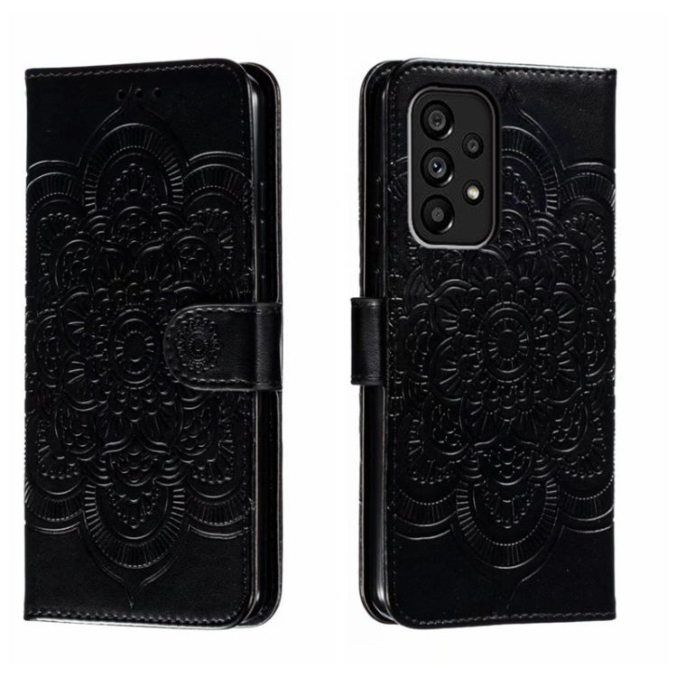 Custodia in pelle per telefono con motivo a goffratura Sun Mandala, For Samsung Galaxy A34 5G, For Samsung Galaxy A54 5G, For Samsung Galaxy S23 5G