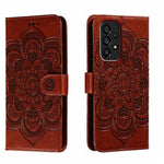 Custodia in pelle per telefono con motivo a goffratura Sun Mandala, For Samsung Galaxy A34 5G, For Samsung Galaxy A54 5G, For Samsung Galaxy S23 5G
