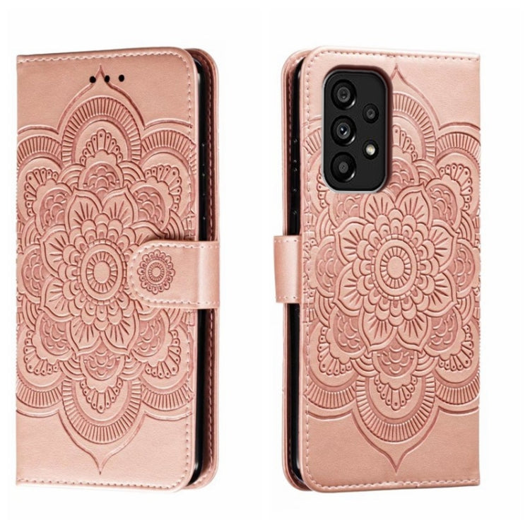Custodia in pelle per telefono con motivo a goffratura Sun Mandala, For Samsung Galaxy A34 5G, For Samsung Galaxy A54 5G, For Samsung Galaxy S23 5G