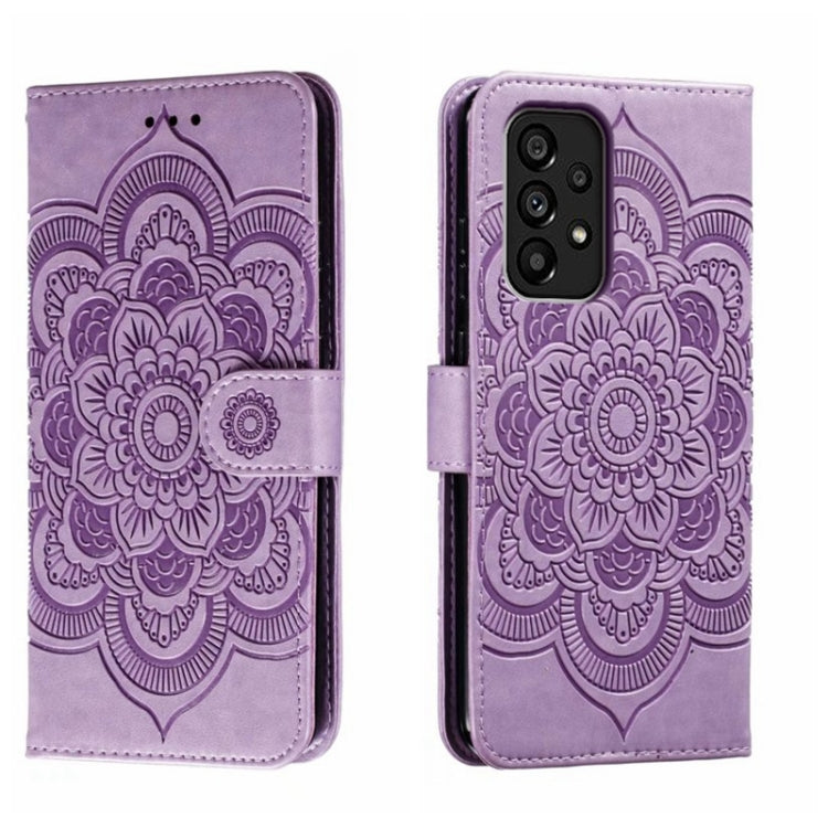Custodia in pelle per telefono con motivo a goffratura Sun Mandala, For Samsung Galaxy A34 5G, For Samsung Galaxy A54 5G, For Samsung Galaxy S23 5G