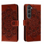 Custodia in pelle per telefono con motivo a goffratura Sun Mandala, For Samsung Galaxy A34 5G, For Samsung Galaxy A54 5G, For Samsung Galaxy S23 5G