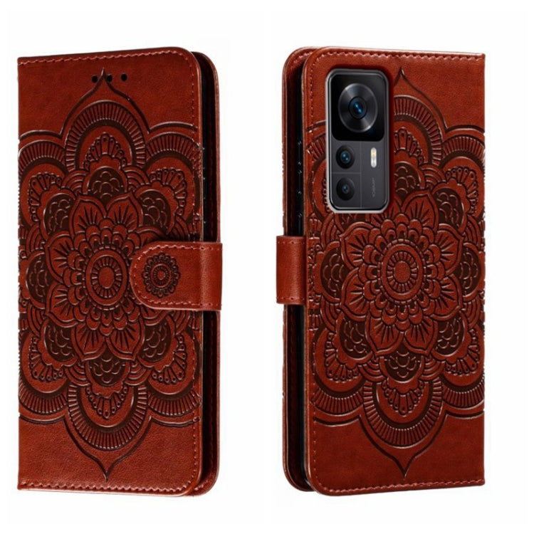 Custodia in pelle per telefono con motivo a goffratura Sun Mandala, For Xiaomi Redmi K50 Ultra, For Xiaomi Redmi K60, For Xiaomi Redmi Note 12 5G Global