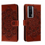Custodia in pelle per telefono con motivo a goffratura Sun Mandala, For Xiaomi Redmi K50 Ultra, For Xiaomi Redmi K60, For Xiaomi Redmi Note 12 5G Global