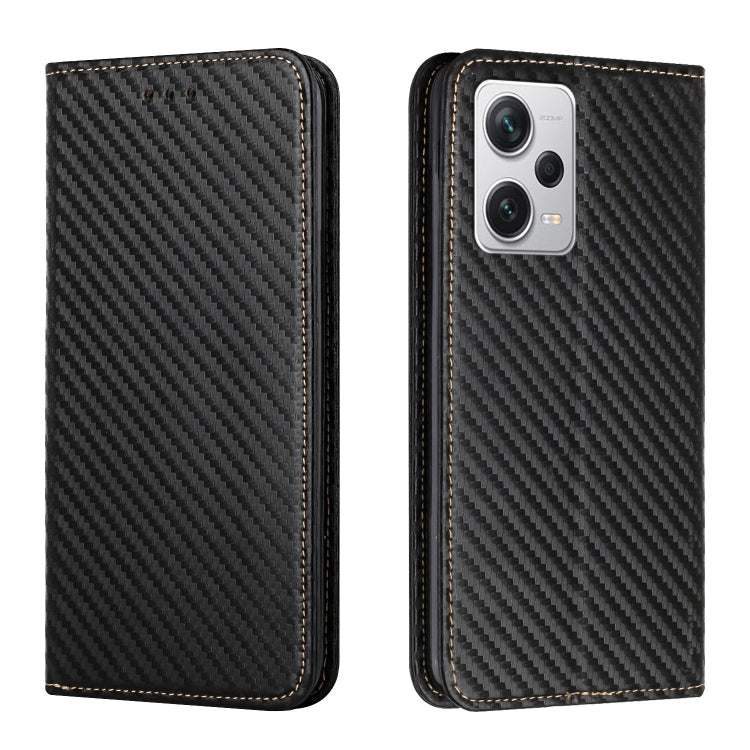 Custodia per telefono in pelle con vibrazione magnetica in fibra di carbonio, For Xiaomi Redmi Note 12 Pro 5G/Poco X5 Pro