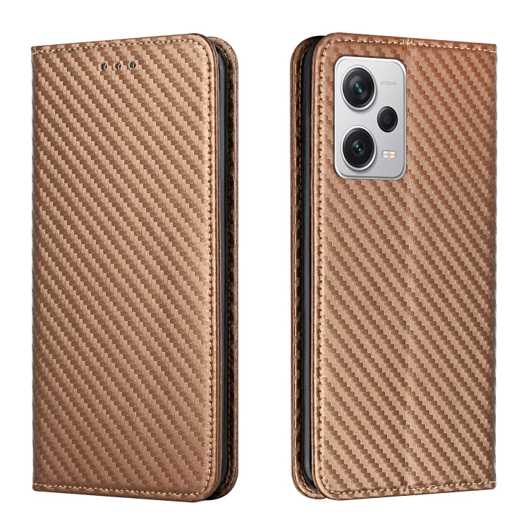 Custodia per telefono in pelle con vibrazione magnetica in fibra di carbonio, For Xiaomi Redmi Note 12 Pro 5G/Poco X5 Pro