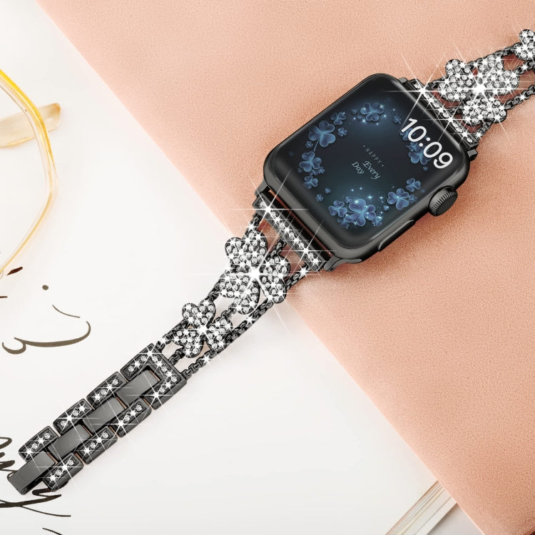 Cinturino per orologio con diamanti a 3 foglie di trifoglio, For Apple Watch Series 8&7 45mm, For Apple Watch Series 8&7 41mm