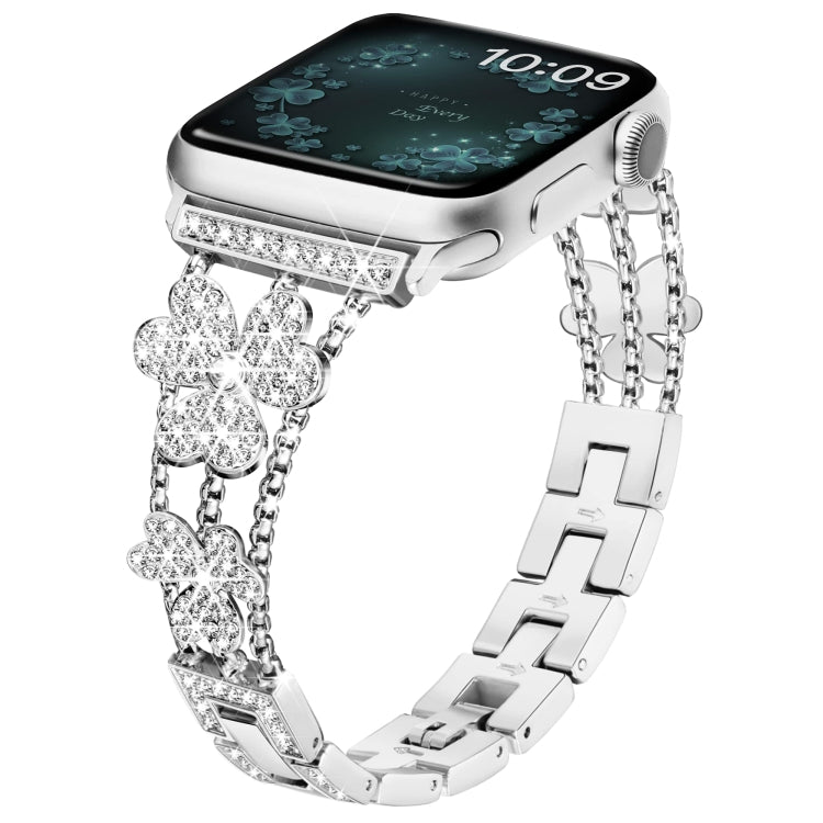 Cinturino per orologio con diamanti a 3 foglie di trifoglio, For Apple Watch Series 8&7 45mm, For Apple Watch Series 8&7 41mm