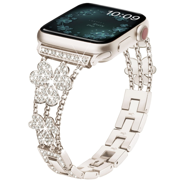 Cinturino per orologio con diamanti a 3 foglie di trifoglio, For Apple Watch Series 8&7 45mm, For Apple Watch Series 8&7 41mm