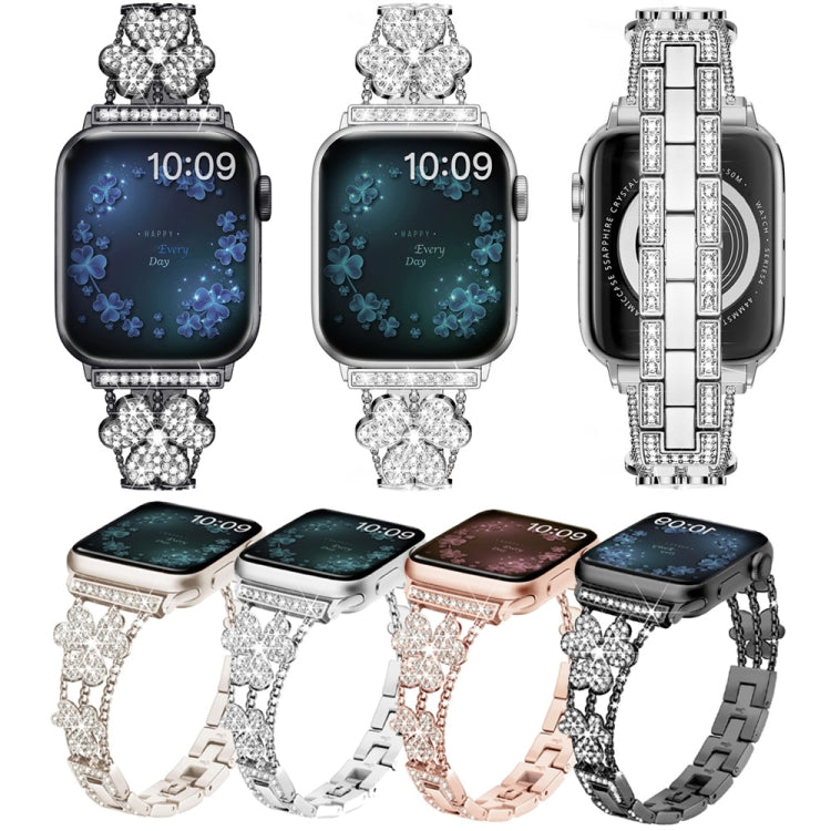 Cinturino per orologio con diamanti a 3 foglie di trifoglio, For Apple Watch Series 8&7 45mm, For Apple Watch Series 8&7 41mm