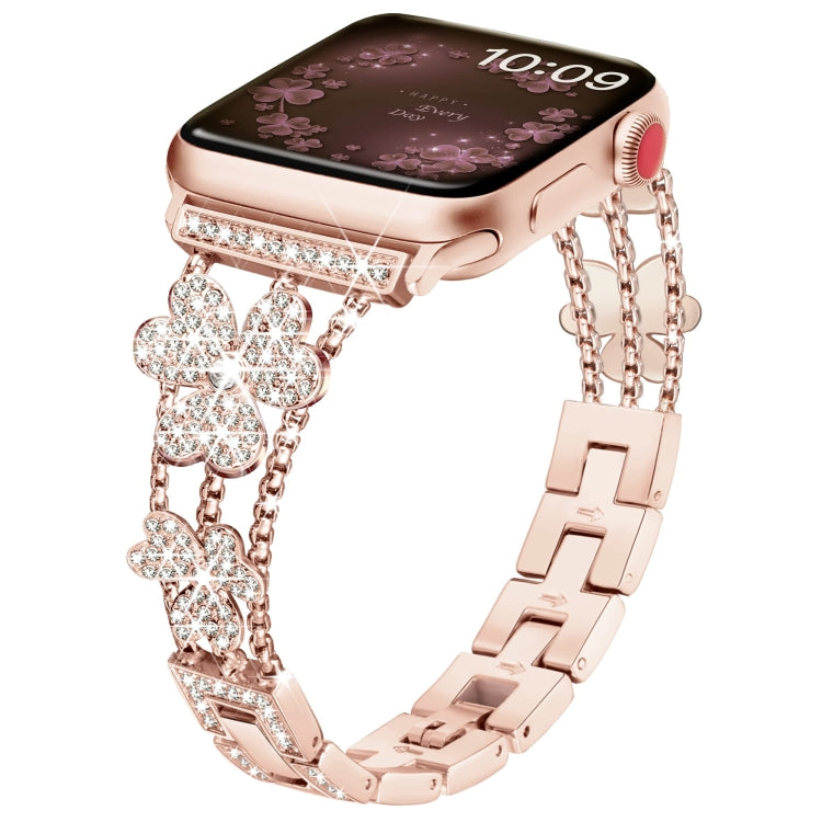 Cinturino per orologio con diamanti a 3 foglie di trifoglio, For Apple Watch Series 8&7 45mm, For Apple Watch Series 8&7 41mm
