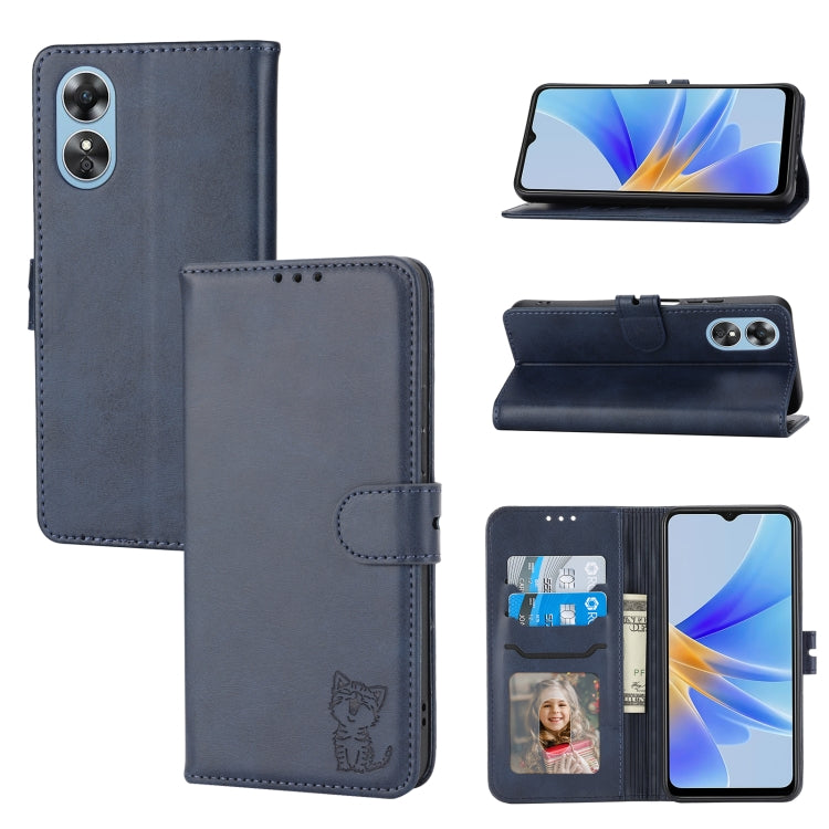 Custodia per telefono in pelle a conchiglia con motivo Happy Cat goffrato, For Xiaomi 13, For Xiaomi 13 Pro, For OPPO A17, For Samsung Galaxy A14 5G