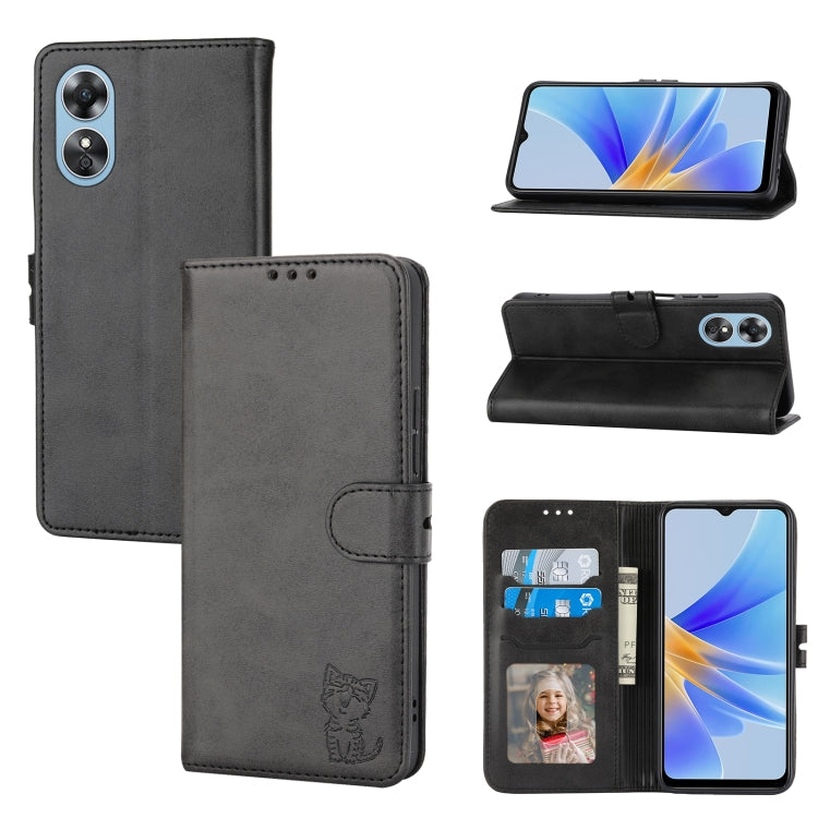 Custodia per telefono in pelle a conchiglia con motivo Happy Cat goffrato, For Xiaomi 13, For Xiaomi 13 Pro, For OPPO A17, For Samsung Galaxy A14 5G