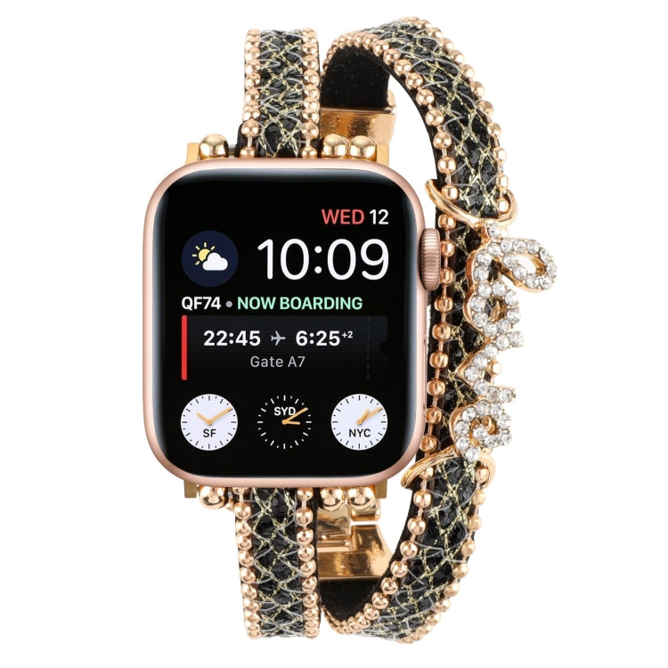 Cinturino per orologio a catena in pelle LOVE, For Apple Watch Series 8&7 45mm, For Apple Watch Series 8&7 41mm