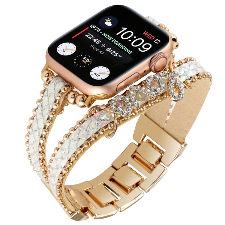 Cinturino per orologio a catena in pelle LOVE, For Apple Watch Series 8&7 45mm, For Apple Watch Series 8&7 41mm