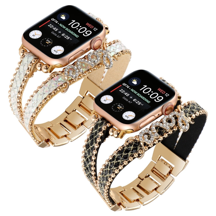 Cinturino per orologio a catena in pelle LOVE, For Apple Watch Series 8&7 45mm, For Apple Watch Series 8&7 41mm