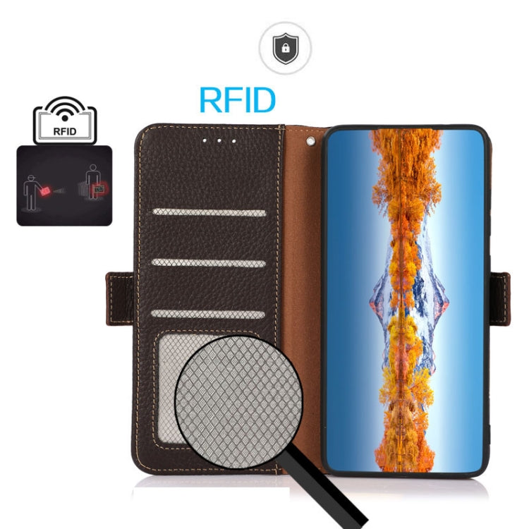 KHAZNEH Custodia per telefono RFID in vera pelle Litchi magnetica laterale, For OPPO Find X6 Pro, For OPPO Find X6, For Samsung Galaxy M14 5G