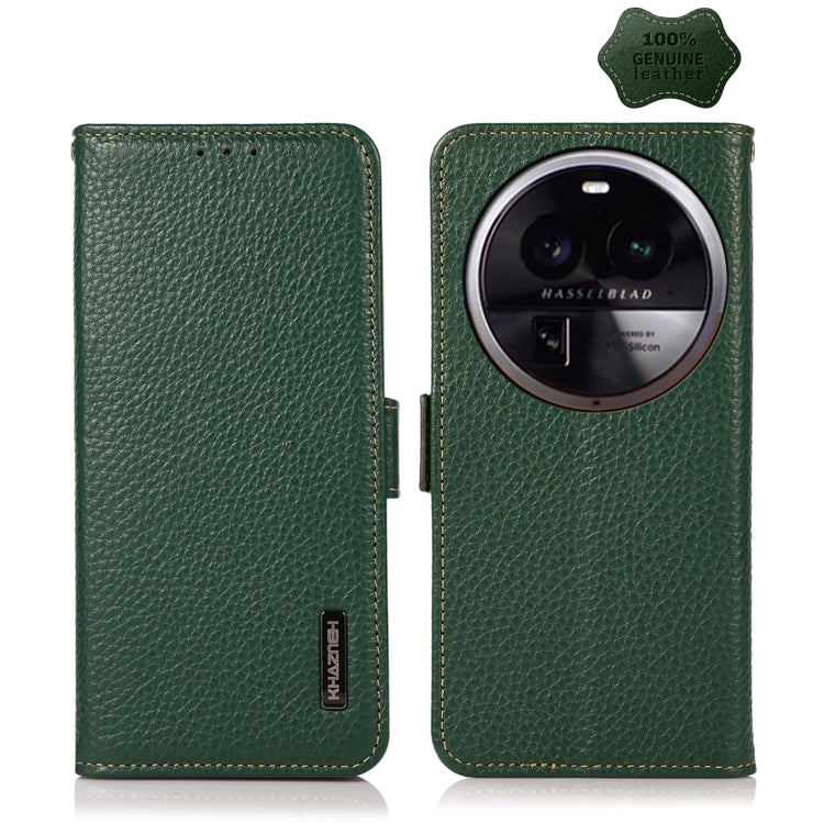 KHAZNEH Custodia per telefono RFID in vera pelle Litchi magnetica laterale, For OPPO Find X6 Pro, For OPPO Find X6, For Samsung Galaxy M14 5G
