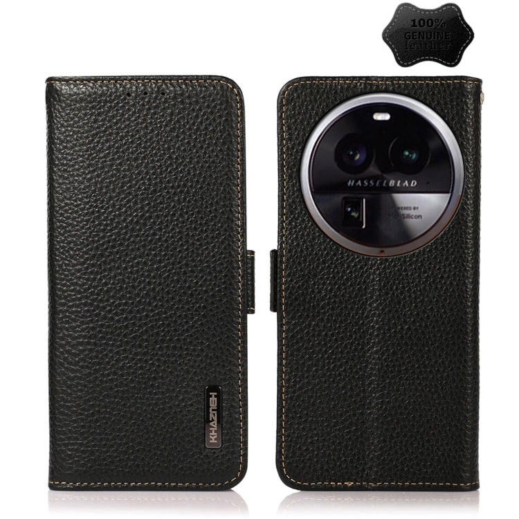 KHAZNEH Custodia per telefono RFID in vera pelle Litchi magnetica laterale, For OPPO Find X6 Pro, For OPPO Find X6, For Samsung Galaxy M14 5G