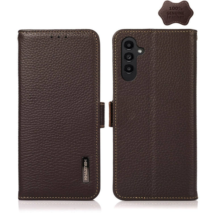 KHAZNEH Custodia per telefono RFID in vera pelle Litchi magnetica laterale, For OPPO Find X6 Pro, For OPPO Find X6, For Samsung Galaxy M14 5G