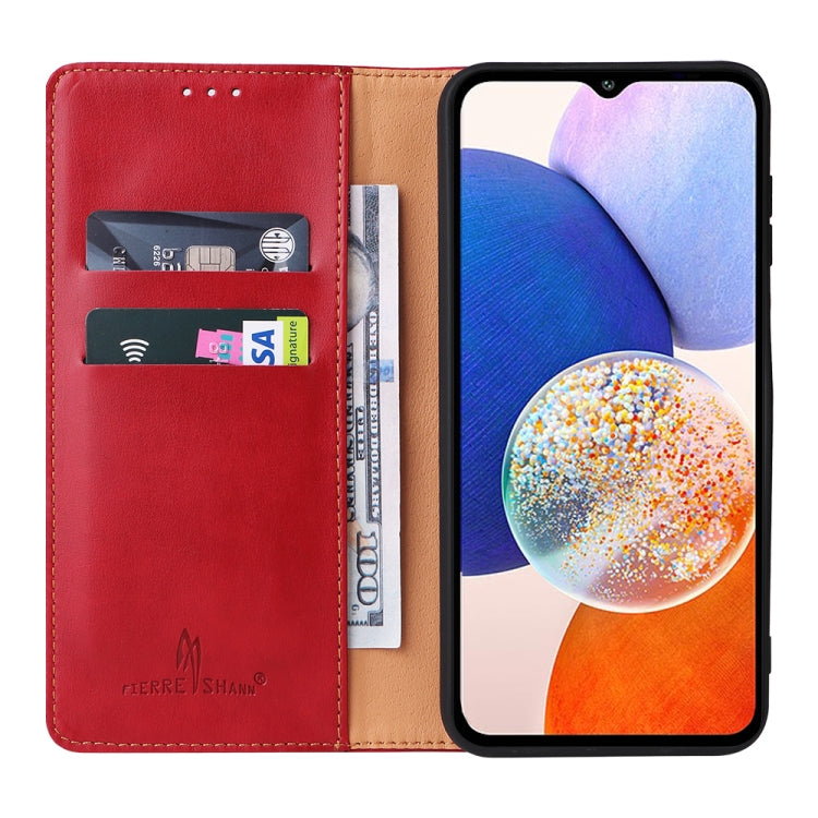 Fierre Shann PU Custodia per telefono in vera pelle con texture in pelle, For Samsung Galaxy A14 5G, For Samsung Galaxy A23, For Samsung Galaxy A34 5G