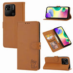 Custodia per telefono in pelle a conchiglia con motivo Happy Cat goffrato, For Xiaomi Redmi 12C, For Samsung Galaxy A24 4G