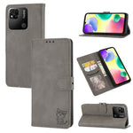 Custodia per telefono in pelle a conchiglia con motivo Happy Cat goffrato, For Xiaomi Redmi 12C, For Samsung Galaxy A24 4G