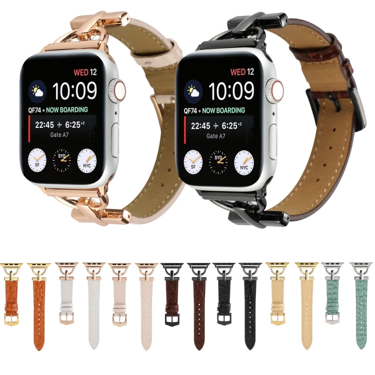Cinturino per orologio in vera pelle coccodrillo con fibbia a D, For Apple Watch Series 8&7 45mm, For Apple Watch Series 8&7 41mm