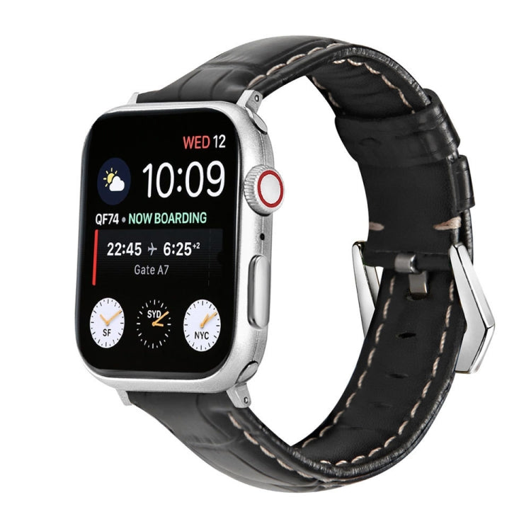 Cinturino per orologio in vera pelle con fibbia argento, For Apple Watch Series 8&7 45mm, For Apple Watch Series 8&7 41mm