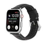 Cinturino per orologio in vera pelle con fibbia argento, For Apple Watch Series 8&7 45mm, For Apple Watch Series 8&7 41mm