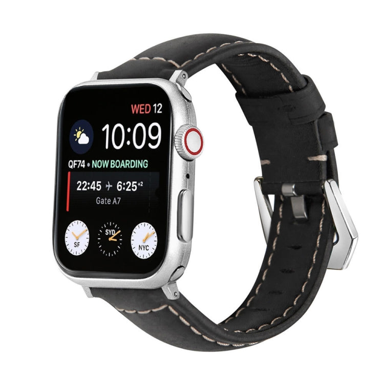 Cinturino per orologio in vera pelle con fibbia argento, For Apple Watch Series 8&7 45mm, For Apple Watch Series 8&7 41mm