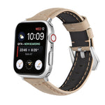 Cinturino per orologio in vera pelle con fibbia argento, For Apple Watch Series 8&7 45mm, For Apple Watch Series 8&7 41mm
