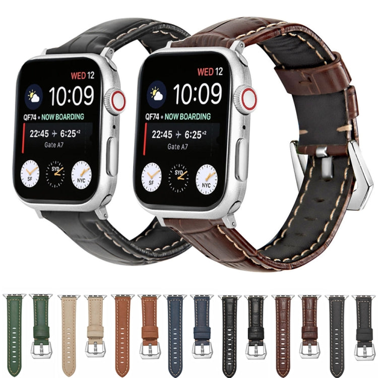 Cinturino per orologio in vera pelle con fibbia argento, For Apple Watch Series 8&7 45mm, For Apple Watch Series 8&7 41mm
