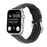 Cinturino per orologio in vera pelle con fibbia argento, For Apple Watch Series 8&7 45mm, For Apple Watch Series 8&7 41mm