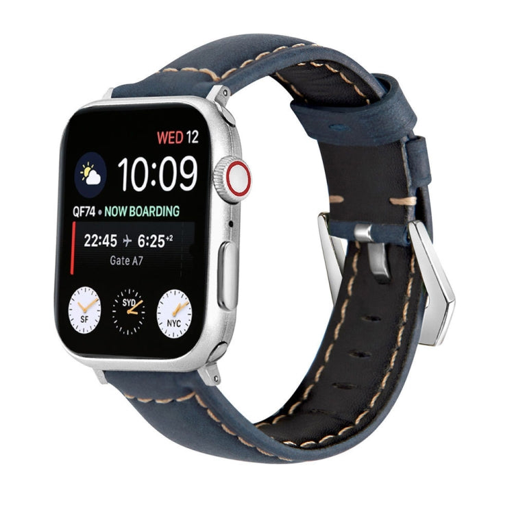 Cinturino per orologio in vera pelle con fibbia argento, For Apple Watch Series 8&7 45mm, For Apple Watch Series 8&7 41mm