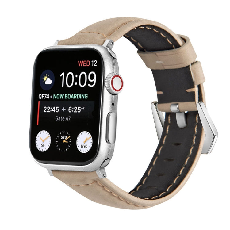Cinturino per orologio in vera pelle con fibbia argento, For Apple Watch Series 8&7 45mm, For Apple Watch Series 8&7 41mm