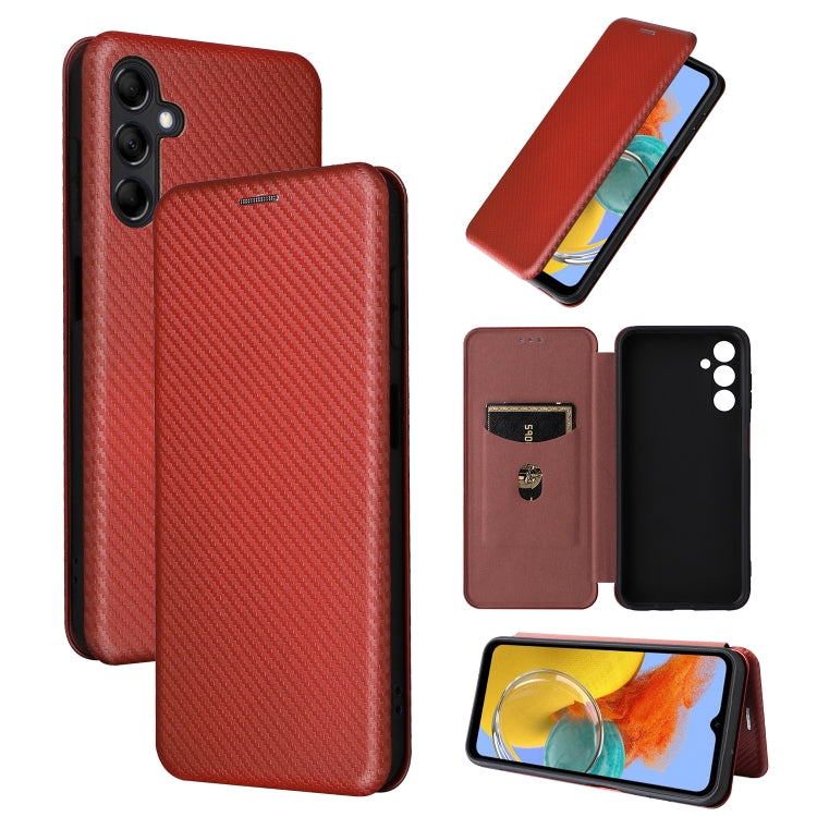 Custodia per telefono in pelle con vibrazione in fibra di carbonio, For Samsung Galaxy M14 5G Global