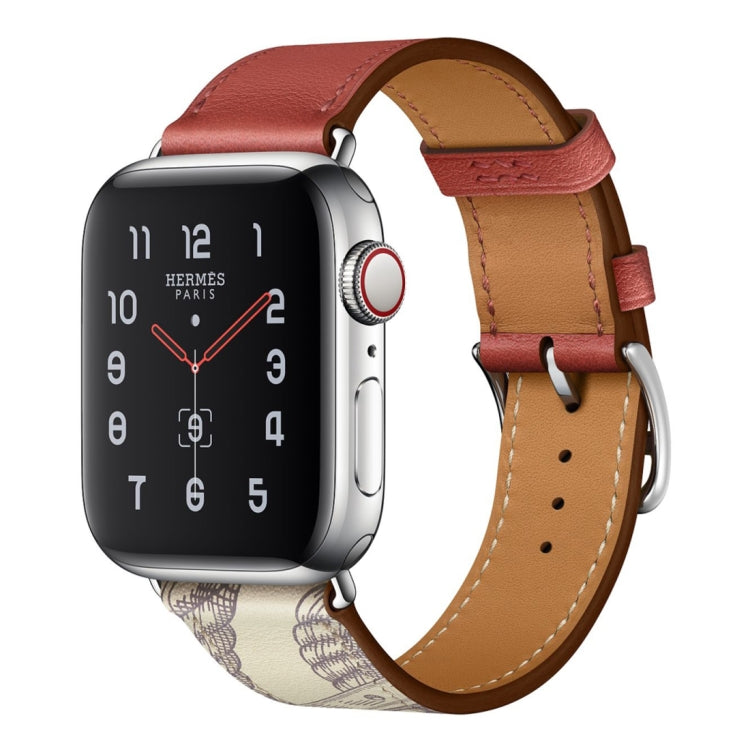 Cinturino in pelle con motivo serigrafato, For Apple Watch Series 7 41mm / 6 & SE & 5 & 4 40mm / 3 & 2 & 1 38mm, For Apple Watch Series 8&7 45mm / SE 2&6&SE&5&4 44mm / 3&2&1 42mm, For Apple Watch Series 8&7 41mm / SE 2&6&SE&5&4 40mm / 3&2&1 38mm       ...
