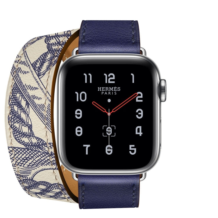 Cinturino in pelle con motivo serigrafato per Apple Watch