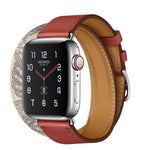 Cinturino in pelle con motivo serigrafato per Apple Watch