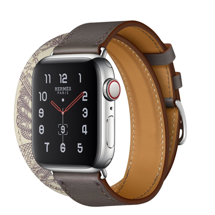 Cinturino in pelle con motivo serigrafato, For Apple Watch Series 7 41mm / 6 & SE & 5 & 4 40mm / 3 & 2 & 1 38mm, For Apple Watch Ultra 49mm / Series 8&7 45mm / SE 2&6&SE&5&4 44mm / 3&2&1 42mm                                                             ...
