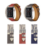 Cinturino in pelle con motivo serigrafato per Apple Watch